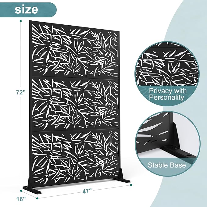 Metal Privacy Screen Outdoor Freestanding Privacy Wall Panels and Decorative - Image 2