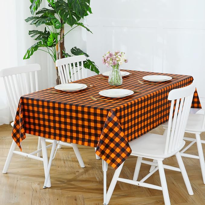 Romanstile Rectangle Vinyl Tablecloth, 100% Waterproof Buffalo Gingham Plastic - Image 3