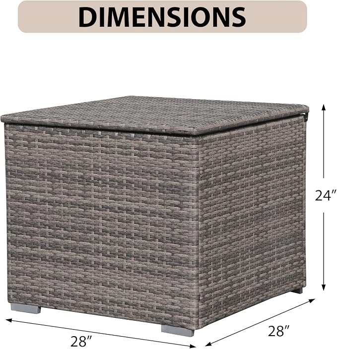 Super Patio Outdoor Patio Storage Box Waterproof, Wicker Storage Bin Deck Box - Image 6