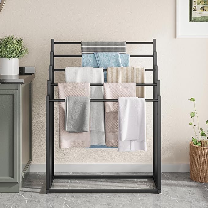 Honiter Towel Racks for Bathroom, 5 Tier Wide Towel Drying Rack Outdoor - Image 5