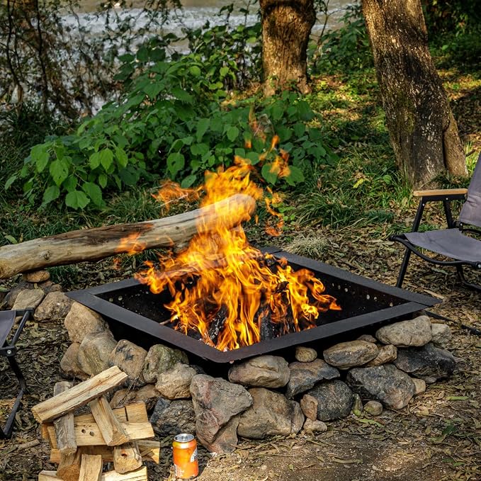 36 inch Square Fire Pit Ring, Heavy Duty Firepit Ring, DIY Campfire Insert - Image 3