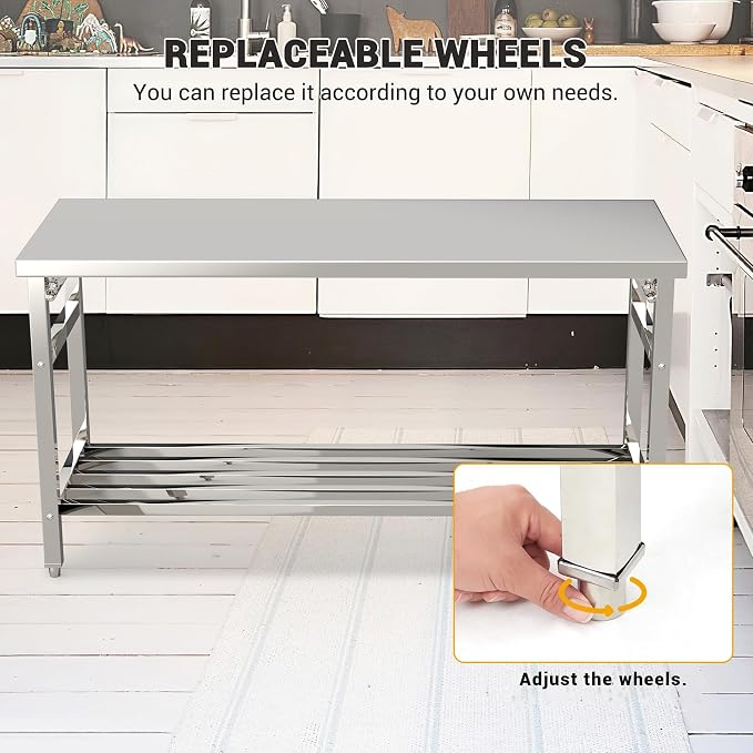 48''x24'' Stainless Steel Folding Preparation Table - Image 7