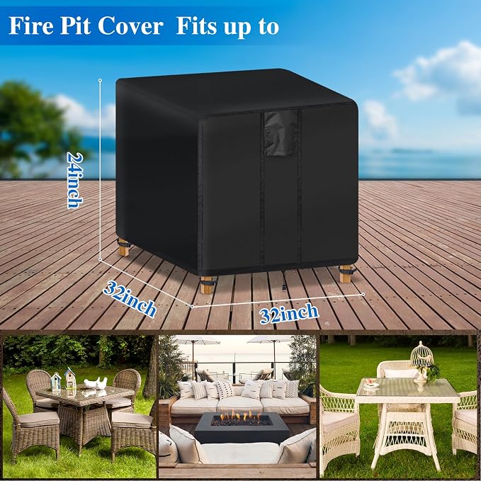 Fire Pit Cover Square- Waterproof Firepit Covers Square Outdoor Fireplace Cover - Image 2