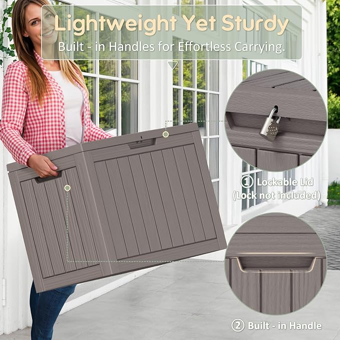 KAMABOKO 45 Gallon Outdoor Storage Box, All-Weather Deck Box - Image 5