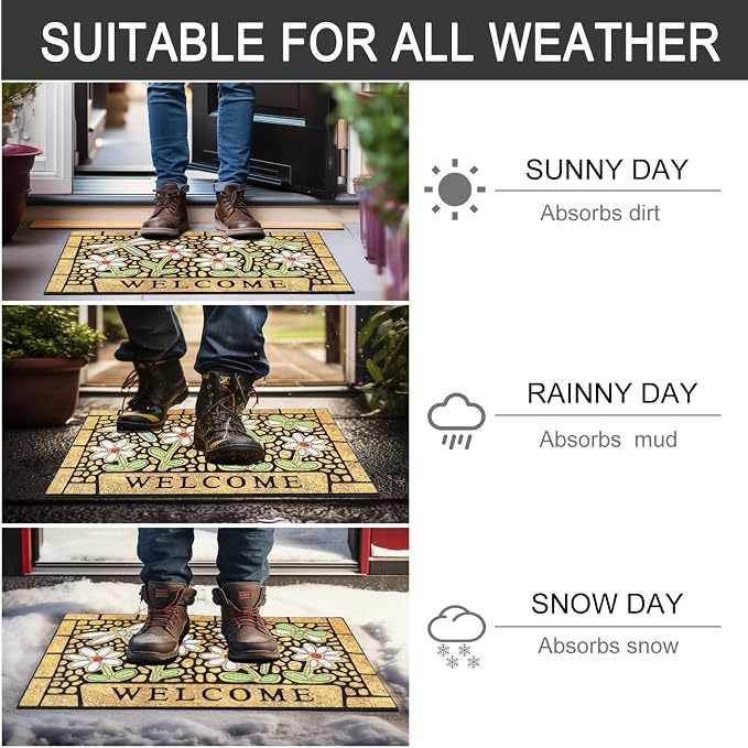 CHICHIC Welcome Door Mat 17x 30 Inch Front Doormat Outdoors - Image 6
