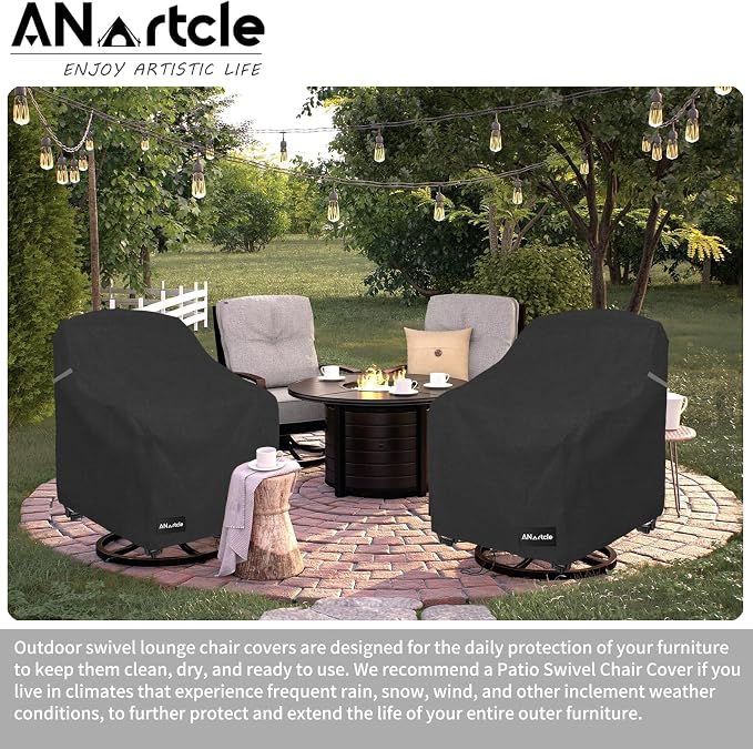 Outdoor Swivel Lounge Chair Cover 2 Pack, Waterproof Heavy Duty Lawn Patio - Image 5