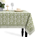 CPC Olive Bloom Tablecloth 100% Cotton 60x60 Inch Indian Block Print Rectangle by COTTONPRINTCLUB