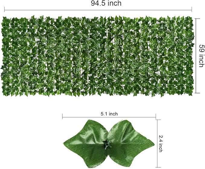 DearHouse Artificial Ivy Privacy Fence Wall Screen, 98.4x59in Artificial Hedges - Image 4