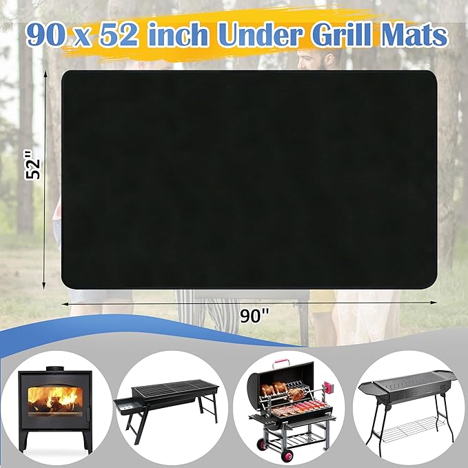 Grill Floor Mat 90 x 52 Inch Fiberglass Silicone Coated