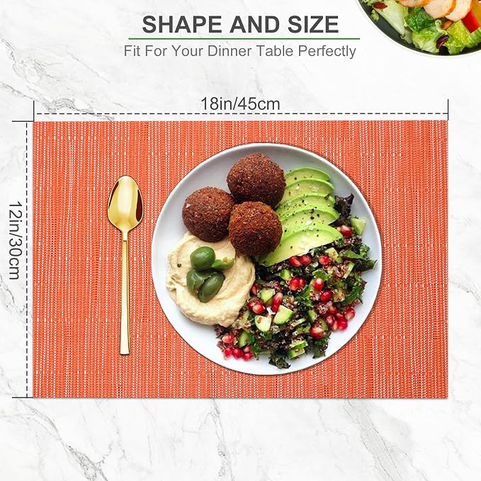 BETEAM Placemats Set of 8, Woven Vinyl Placemat - Image 5