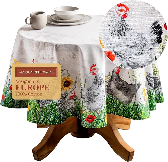 Maison d' Hermine Table Cloth Round Table 100% Cotton 69 Inches Tablecloth by MaisondHermine