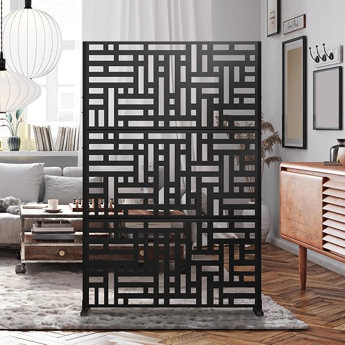 Metal Privacy Screen 72" H47 W, Freestanding Decorative Outdoor Panel - Image 3