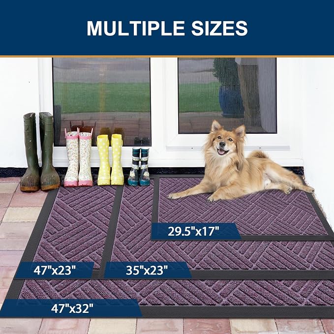Smiry Front Door Mat Outside Entrance, Heavy Duty Outdoor Indoor Mat, Natural - Image 2