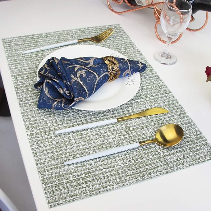 PIGCHCY Elegant Placemats Set of 6 Blended Woven Heat Resistant Durable - Image 7