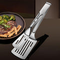 Tongs, 12.8 Inch 304 Stainless Steel, Silver, Detachable Spatula