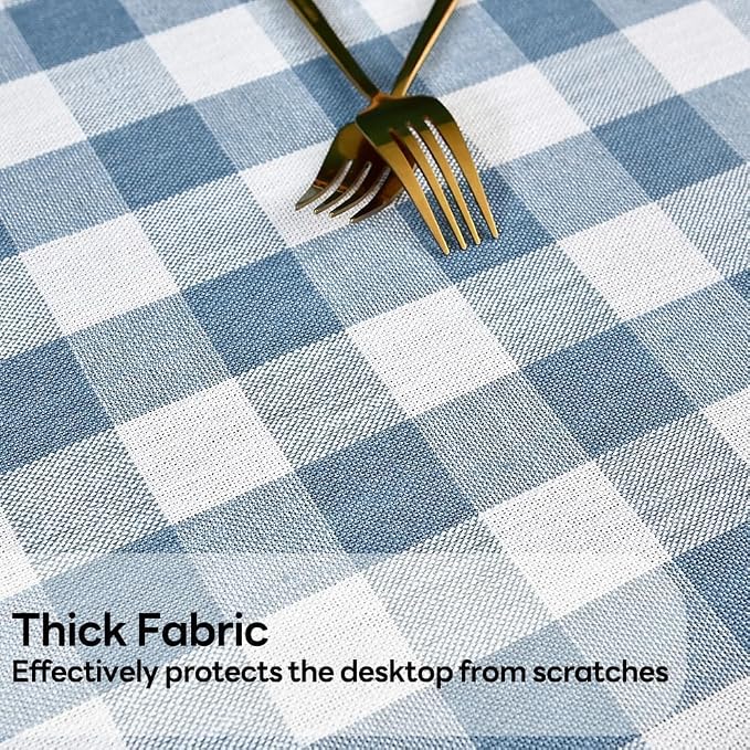 Gingham Table Cloth for Rectangle Tables Sky Blue Checkered Plaid Tablecloth - Image 3
