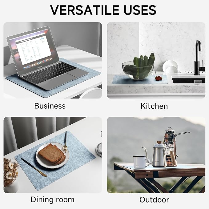 Faux Leather Vinyl Placemats Set of 4 Wipeable Heat Resistant Place Mats 100% - Image 7