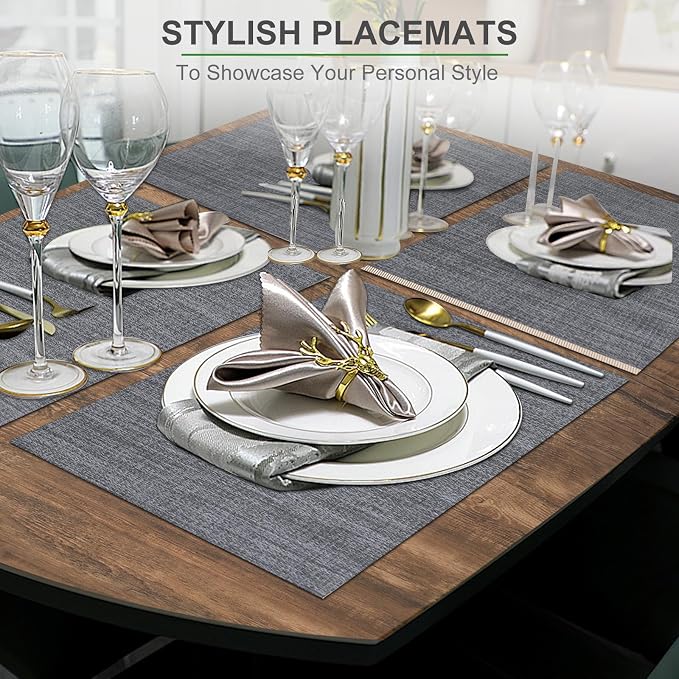 BETEAM Placemats Set of 8, Woven Vinyl Placemat - Image 6