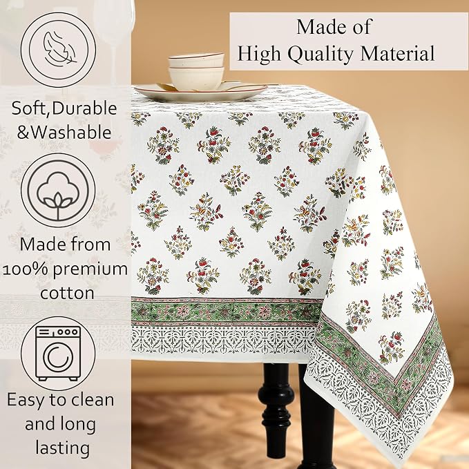 CPC Tablecloth 100% Cotton 70x118 Inch Indian Block Print Rectangle Table Cover - Image 7