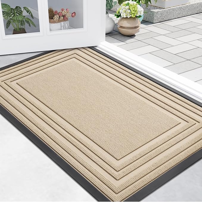 Buganda Front Door Mat Indoor Outdoor Entrance, Non-Slip Natural Rubber Doormats by Buganda