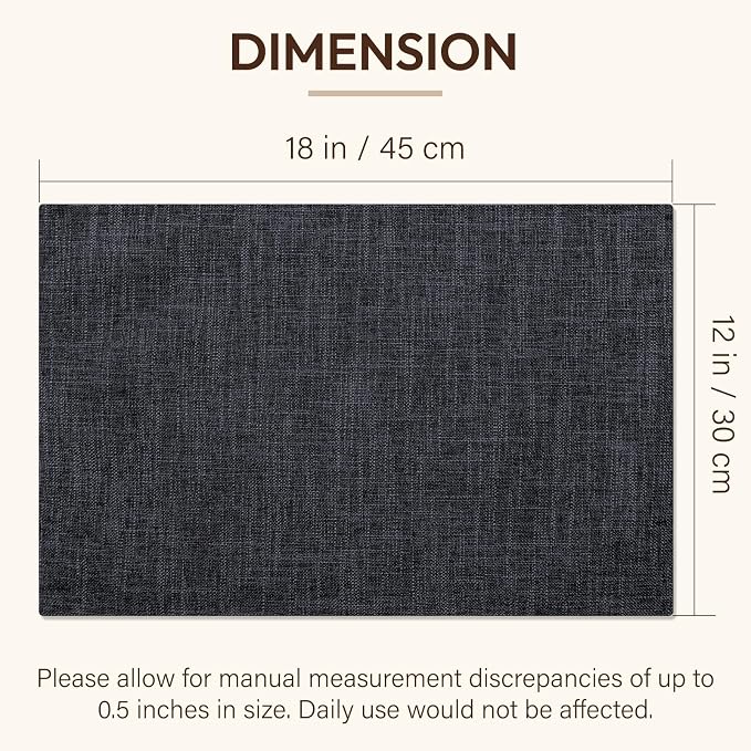 Blue Forest Placemats Set of 6, Dual-Layered Thickened Faux Linen Cloth Place - Image 6