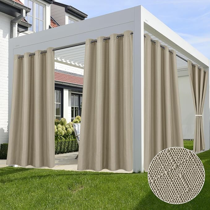 HolidayIdeas 4 Panels Linen Outdoor Curtains by HolidayIdeas