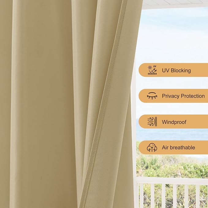 HolidayIdeas Outdoor Patio Curtains Waterproof - Image 4