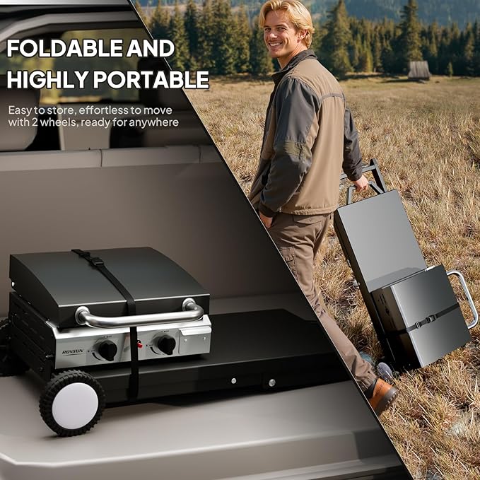 ROVSUN 2 Burner Foldable Propane Griddle - Image 3