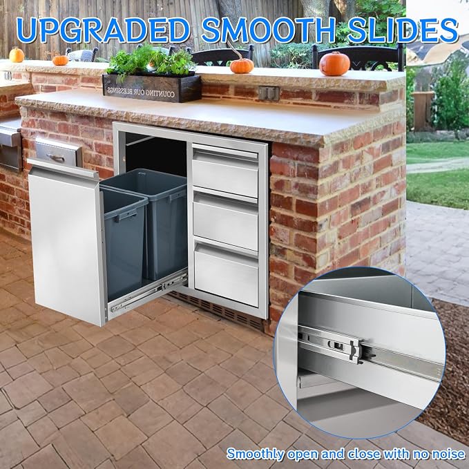 Outdoor Kitchen Drawer Combo, Stainless Steel Triple Drawer Cabinet - Image 4