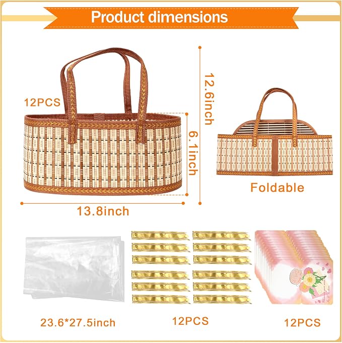 Orchidleaf 12 Set Baskets for Gifts Empty, Gift Empty Bamboo Basket Large - Image 2