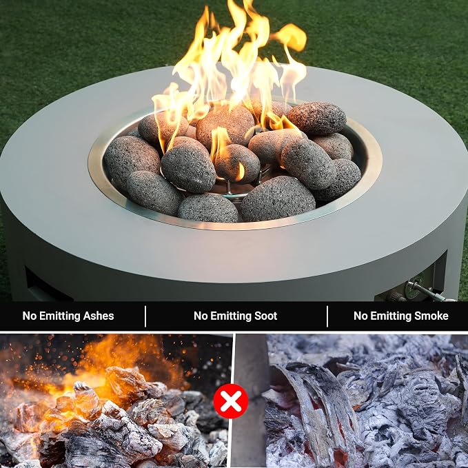 Skyflame 3-5 Inch Round Lava Rock Pebbles, 15 Pounds Black Natural Tumbled - Image 4