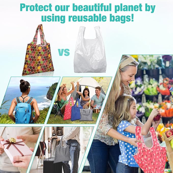 Eccliy 24 Pieces Reusable Grocery Bags Polyester Shopping Bags - Image 6