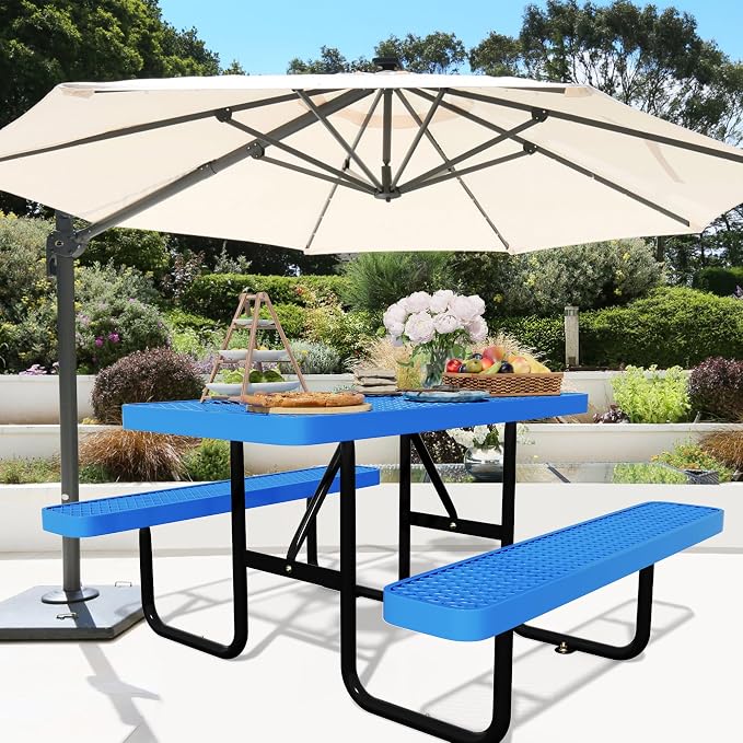 72'' Rectangular Steel Picnic Table - Image 3