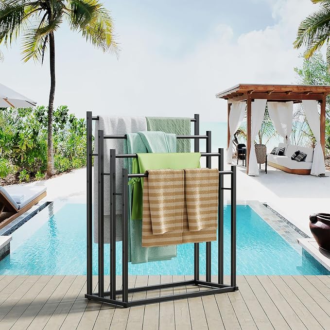 Honiter Towel Racks for Bathroom, 4 Tier Wide Towel Drying Rack Outdoor - Image 5