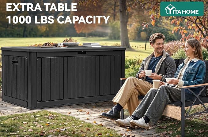 YITAHOME 260 Gallon Extra Large Deck Box, Double-Wall Resin Outdoor Storage Box - Image 4