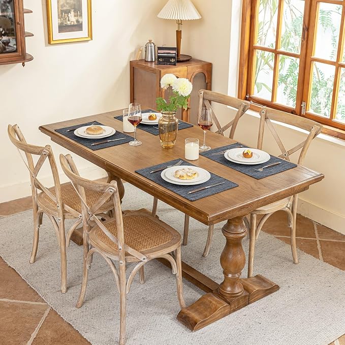 Blue Forest Placemats Set of 8, Dual-Layered Thickened Faux Linen Cloth Place - Image 4