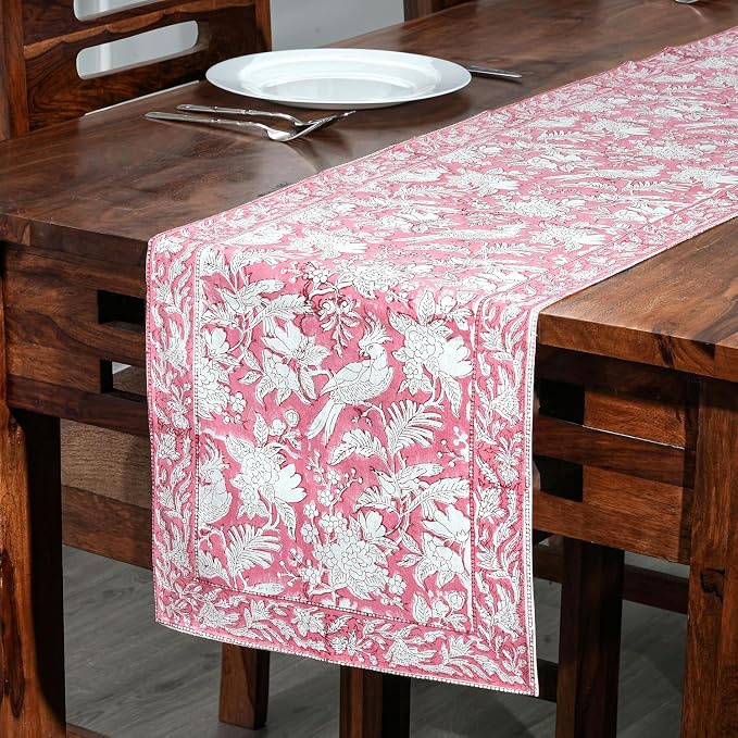 CPC Cotton Table Runner 16x90 Inch Block Printed Long Fall Table Runner by COTTONPRINTCLUB