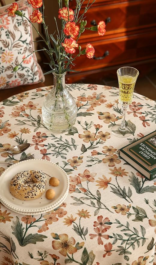 Designer Floral Linen Small Round Tablecloth, Vintage William Morris Soft and - Image 8