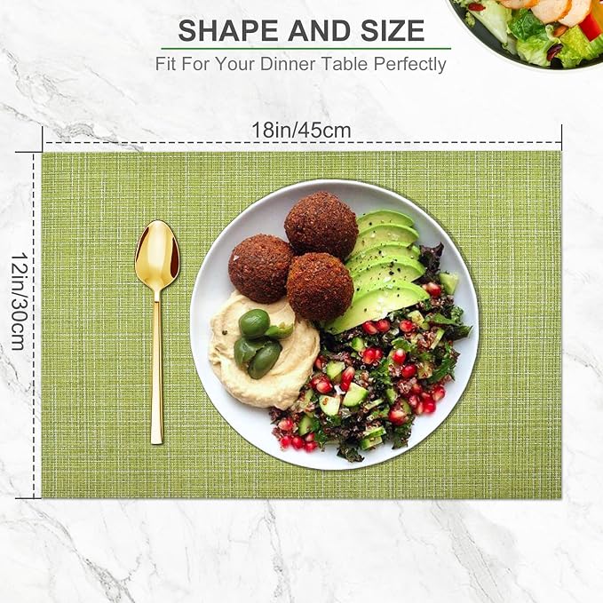BETEAM Placemats Set of 6, Woven Vinyl Placemat - Image 5