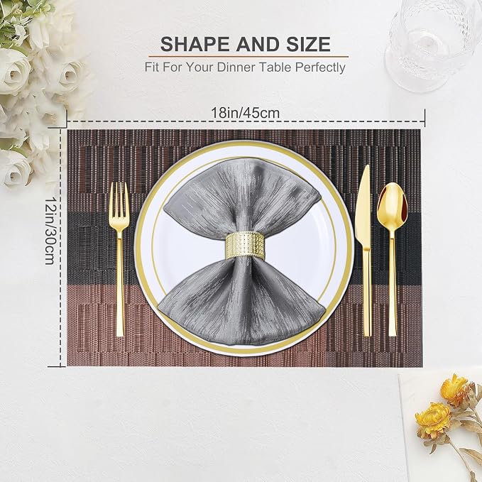 BETEAM Placemats Set of 4, Woven Vinyl Placemat - Image 5