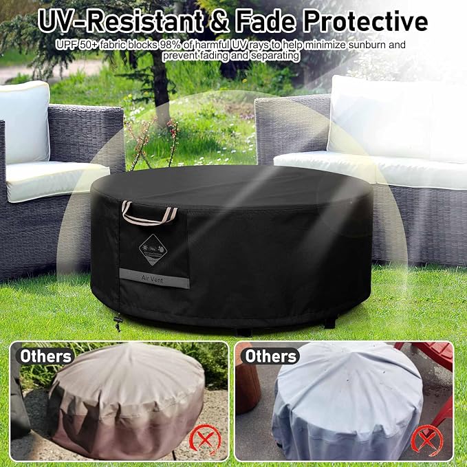 QH.HOME Fire Pit Cover Round Super Waterproof, UPF 50+ Fire Pit Covers Premium - Image 5