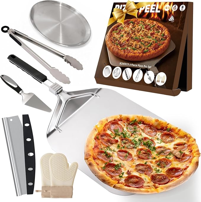 Pizza Peel Aluminum Metal Pizza Spatula Kit | 12x14 Inch Foldable Handle Paddle by Bonteck
