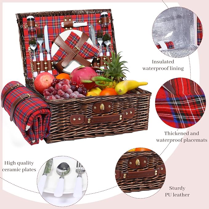 Neti Neti Wicker Picnic Basket for 4 - Image 5
