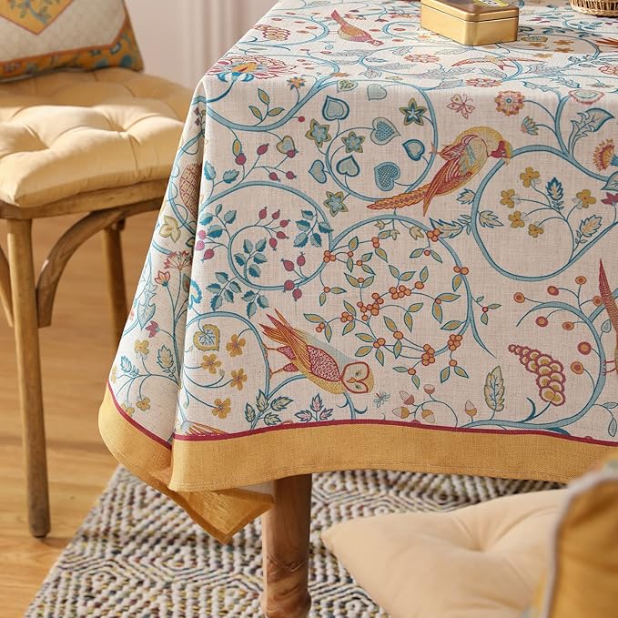 patdrea Designer Small French Rectangular Tablecloth, Vintage Yellow Floral - Image 3