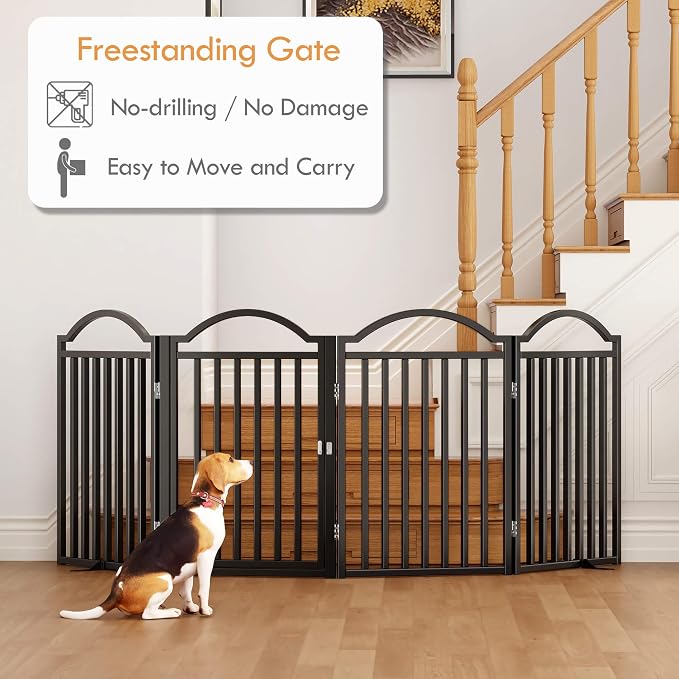 UDD Metal Folding Dog Gate Indoor 96" Extra Wide, Freestanding No Drilling Pet - Image 3