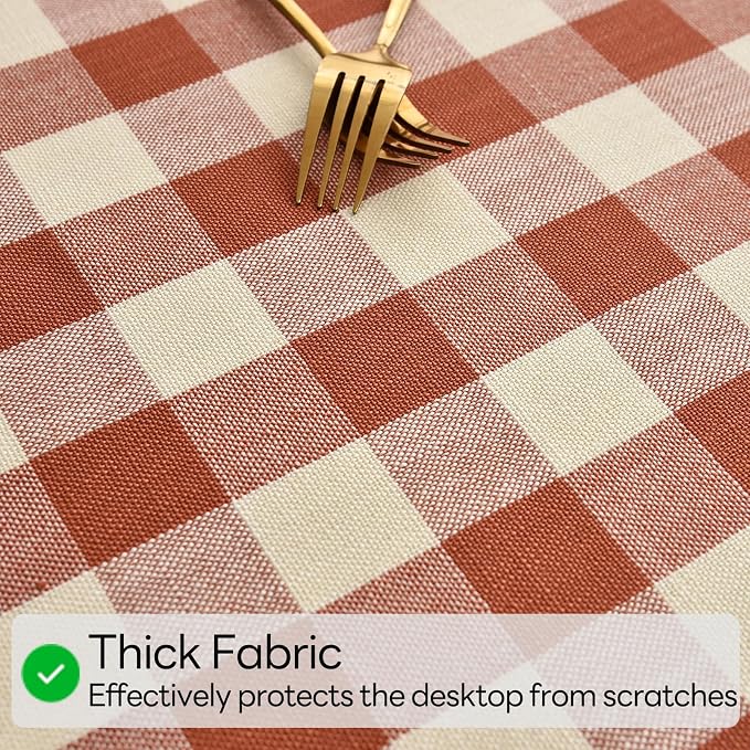 Gingham Table Cloth for Rectangle Tables Orange Checkered Plaid Tablecloth - Image 3