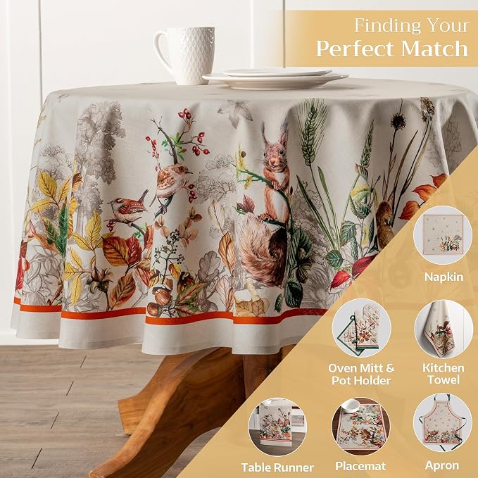 Maison d' Hermine Table Cloth Round Table 100% Cotton 69 Inches Fall Tablecloth - Image 6