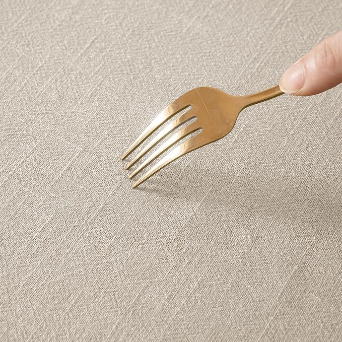 MIULEE Natural Linen Cotton Blend Tablecloth Rectangle, Luxury Waterproof Stain - Image 7