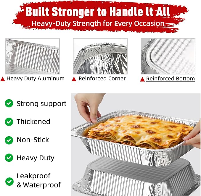 Aluminum Pans Half Size, Heavy Duty Disposable Foil Pans - Image 6