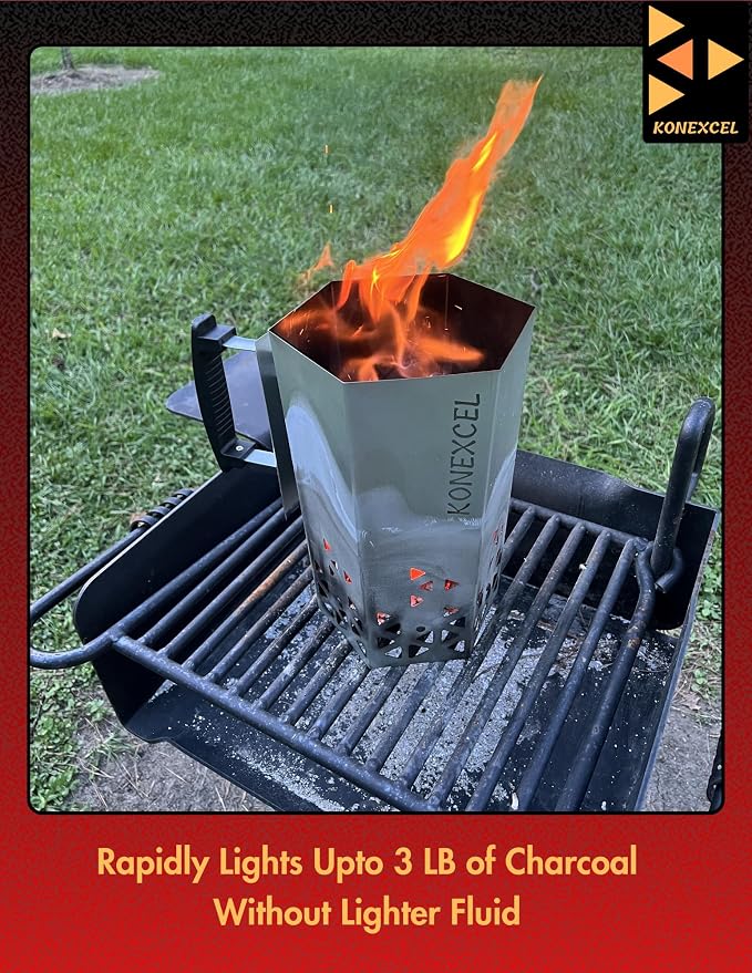 Charcoal Chimney Starter XL & Fire Starter set, Heavy Duty xl Charcoal Starter - Image 9